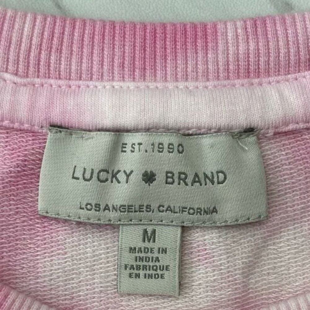 Lucky Brand Tie Dye Sweatshirt Medium Pink Pullover Crew Neck Casual Cozy NEW - Picture 6 of 11